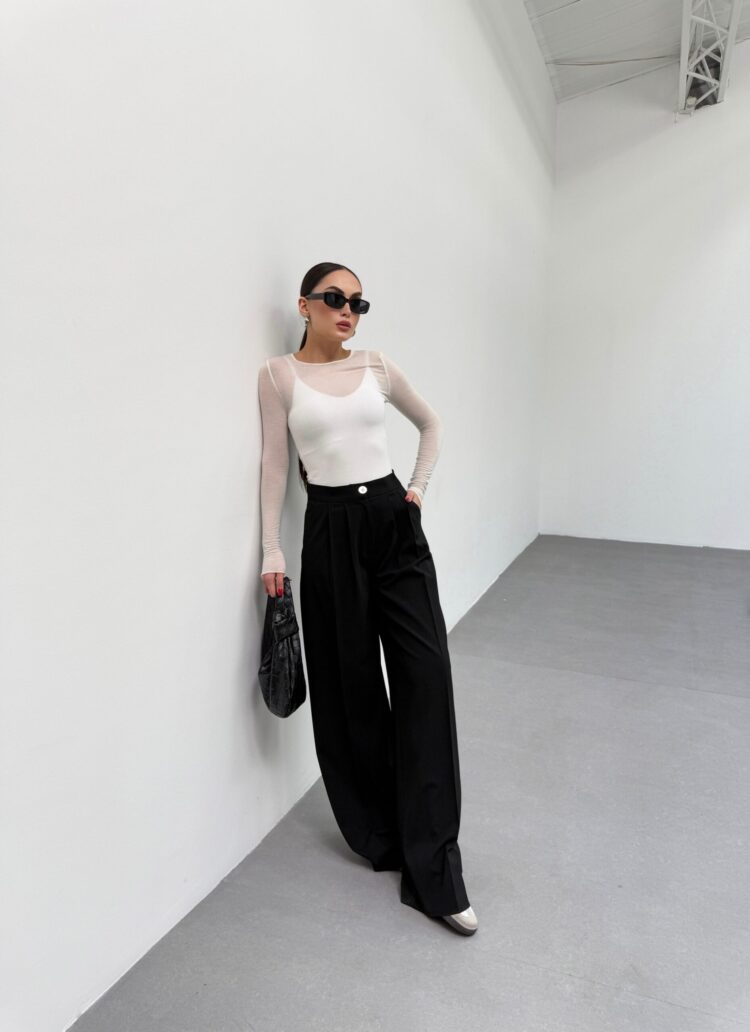 230 Gr Poly Viscose Full Lycra Pleated Palazzo Pants - Ouz Fashion - Globality Store - Women Clothes Wholesale Turkey