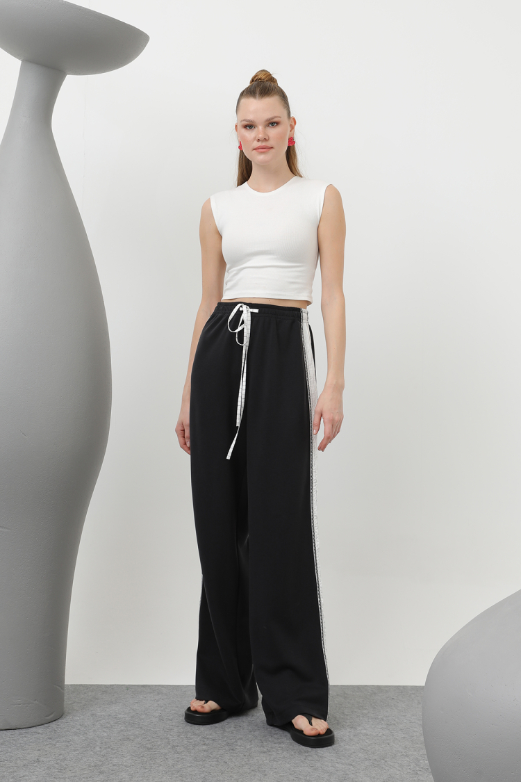Women's Stripe Garnished Pants - SOUL - Globality Store - Women Clothes Wholesale Turkey