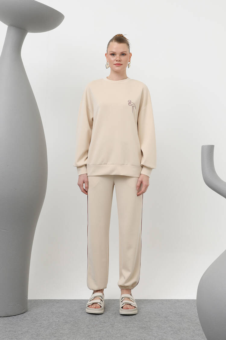Swan Embroidered Tracksuit Set