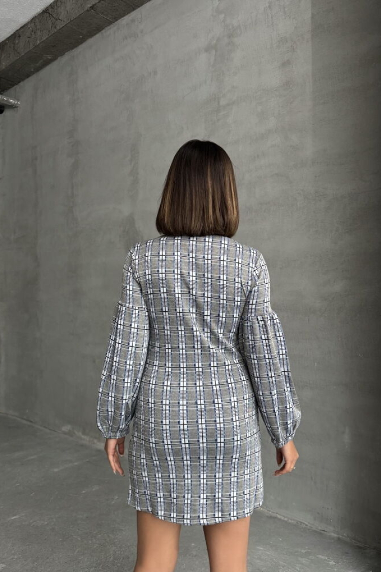 Plaid Wholesale Dress - Navy
