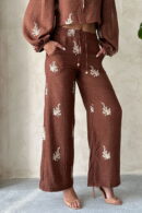 Embroidery Detailed Linen Pants - Topshow - Globality Store - Women Clothes Wholesale Turkey