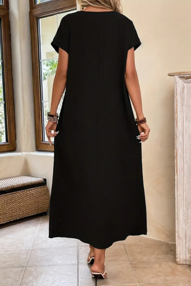 Women's Long Sleeve Collar Open Viscose Dress