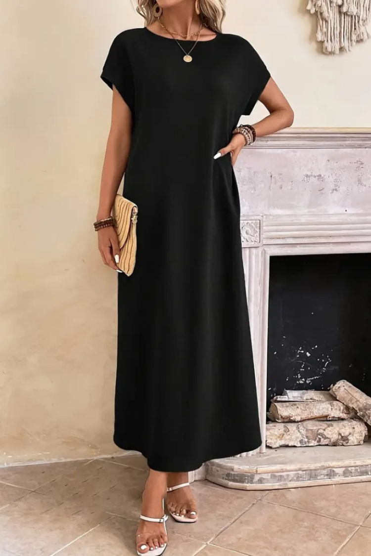 Women's Long Sleeve Collar Open Viscose Dress
