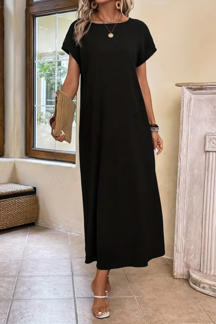 Women's Long Sleeve Collar Open Viscose Dress