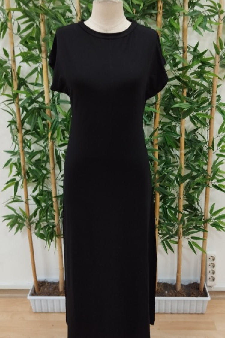 Women's Long Sleeve Collar Open Viscose Dress
