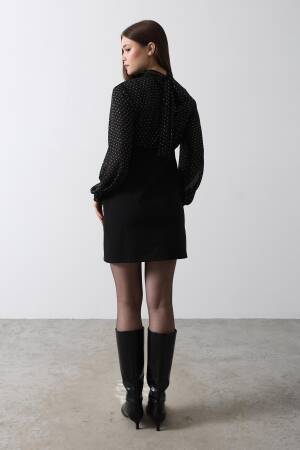 Stone Chiffon Dress - - Black - Reyon - Globality Store - Women Clothes Wholesale Turkey