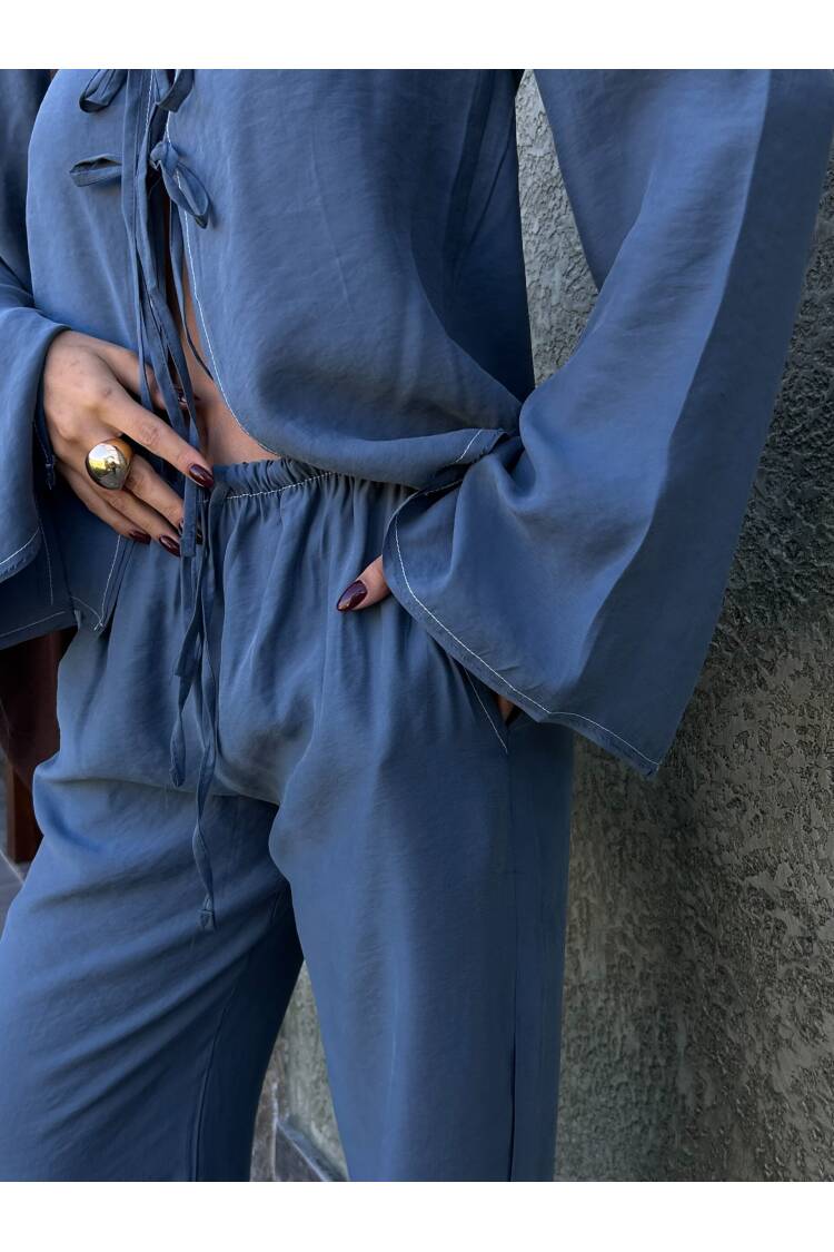 100% Modal Contour Stitched Shirt And Pants Bottom/Top Set 29014