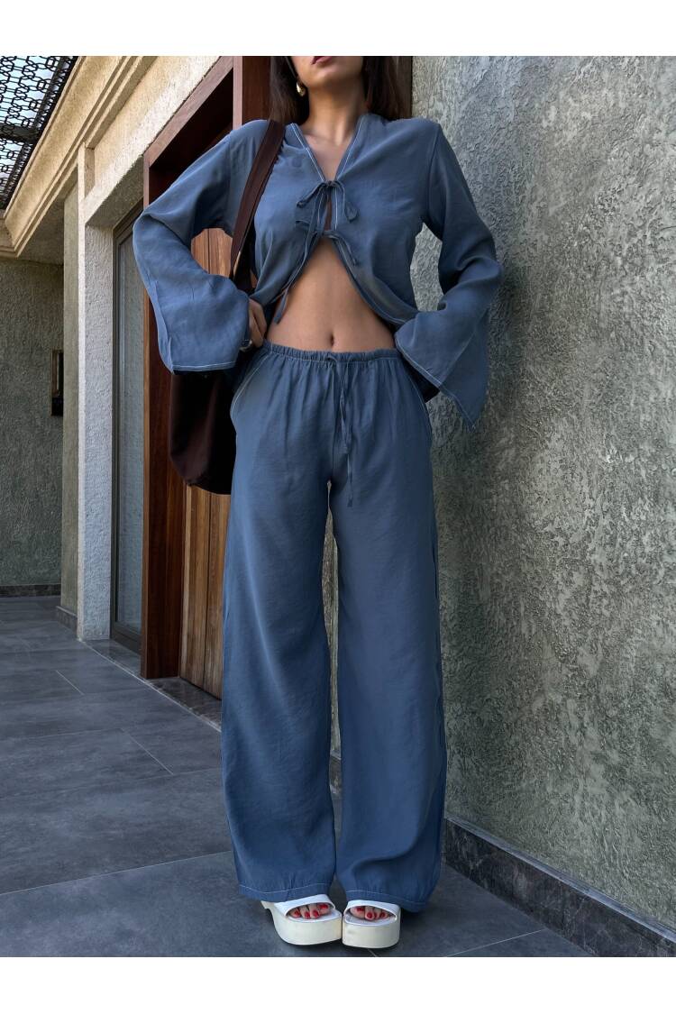 100% Modal Contour Stitched Shirt And Pants Bottom/Top Set 29014