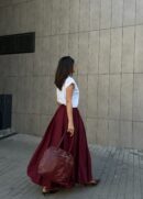 Burgundy Elastic Long Balloon Skirt 29004 - First Angels - Globality Store - Women Clothes Wholesale Turkey