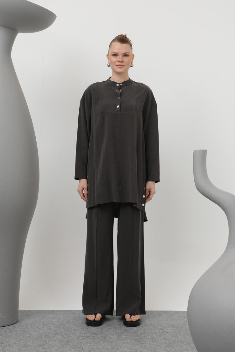 Women's Dominant Collar Patchwork Button Detailed Trousers Suit