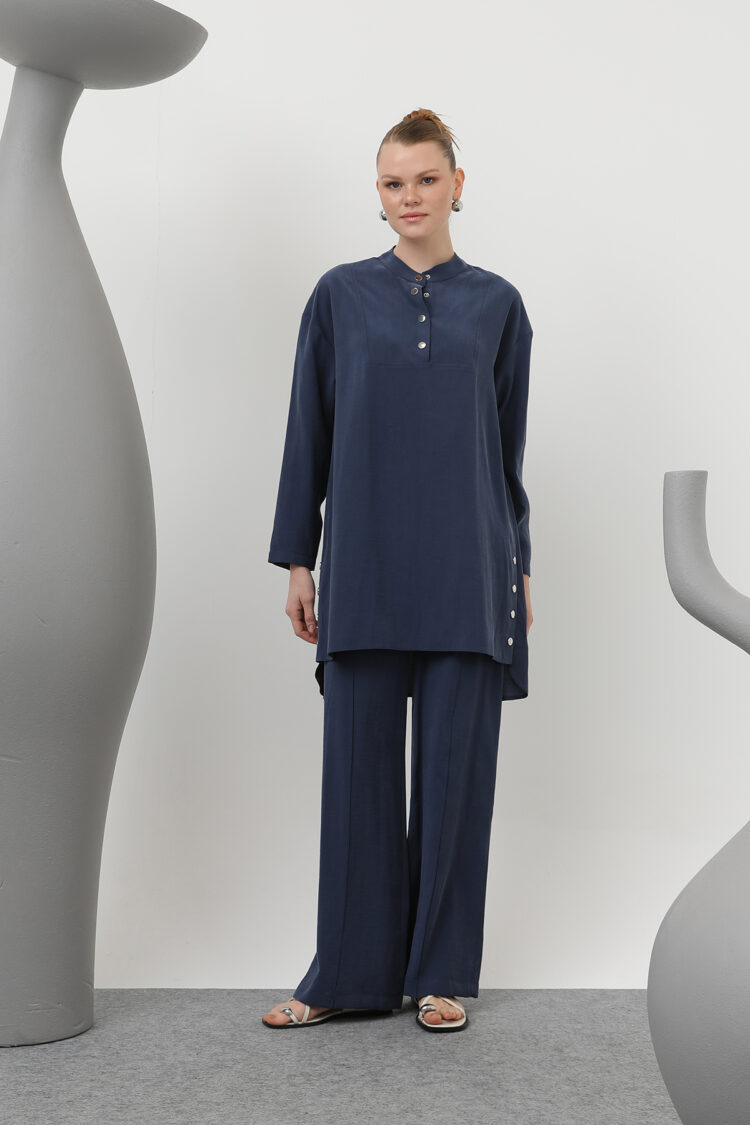 Judge Collar Snap Detailed Trousers Suit - Puane - Globality Store - Women Clothes Wholesale Turkey