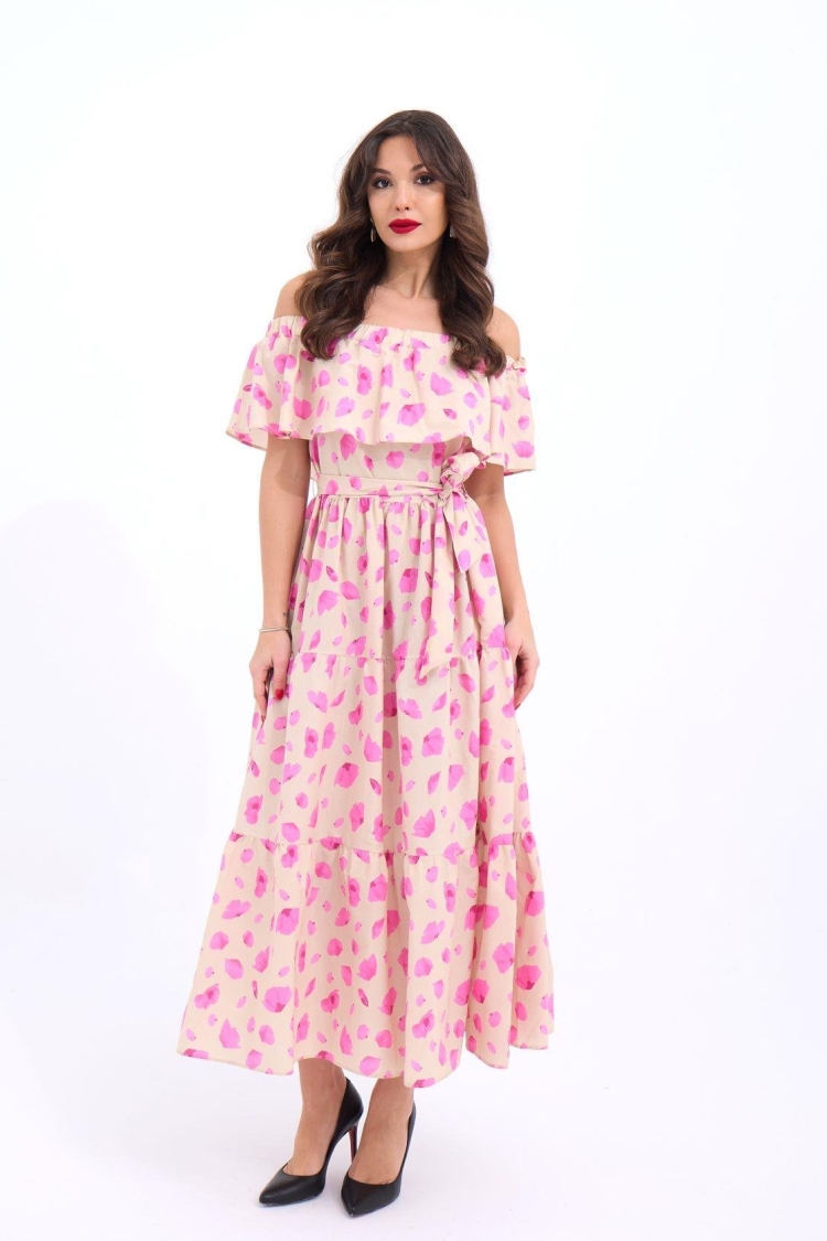 Dress - Beige & - Fame - Globality Store - Women Clothes Wholesale Turkey
