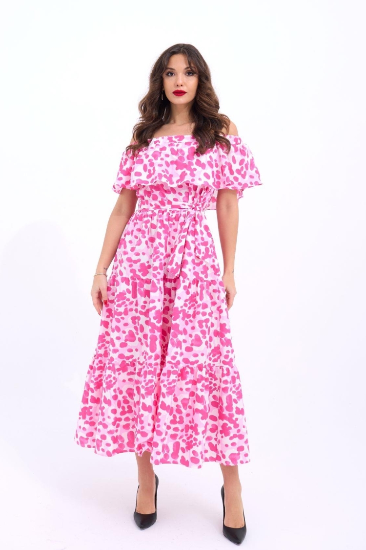 Patterned Dress -& White - Brand: Fame - Women's Clothing Wholesale - Globality Store