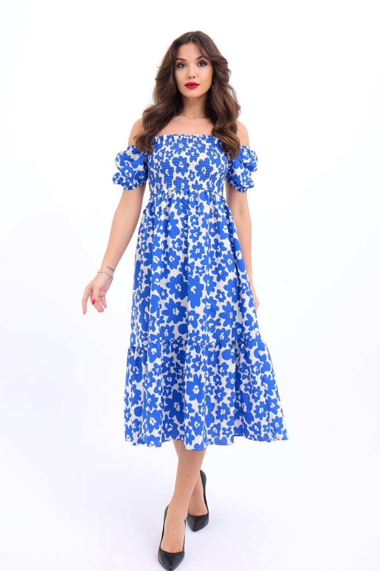 Midi Dress - Blue - Fame - Globality Store - Women Clothes Wholesale Turkey