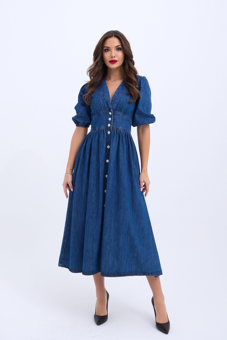 Denim Dress - Blue - Fame - Globality Store - Women Clothes Wholesale Turkey