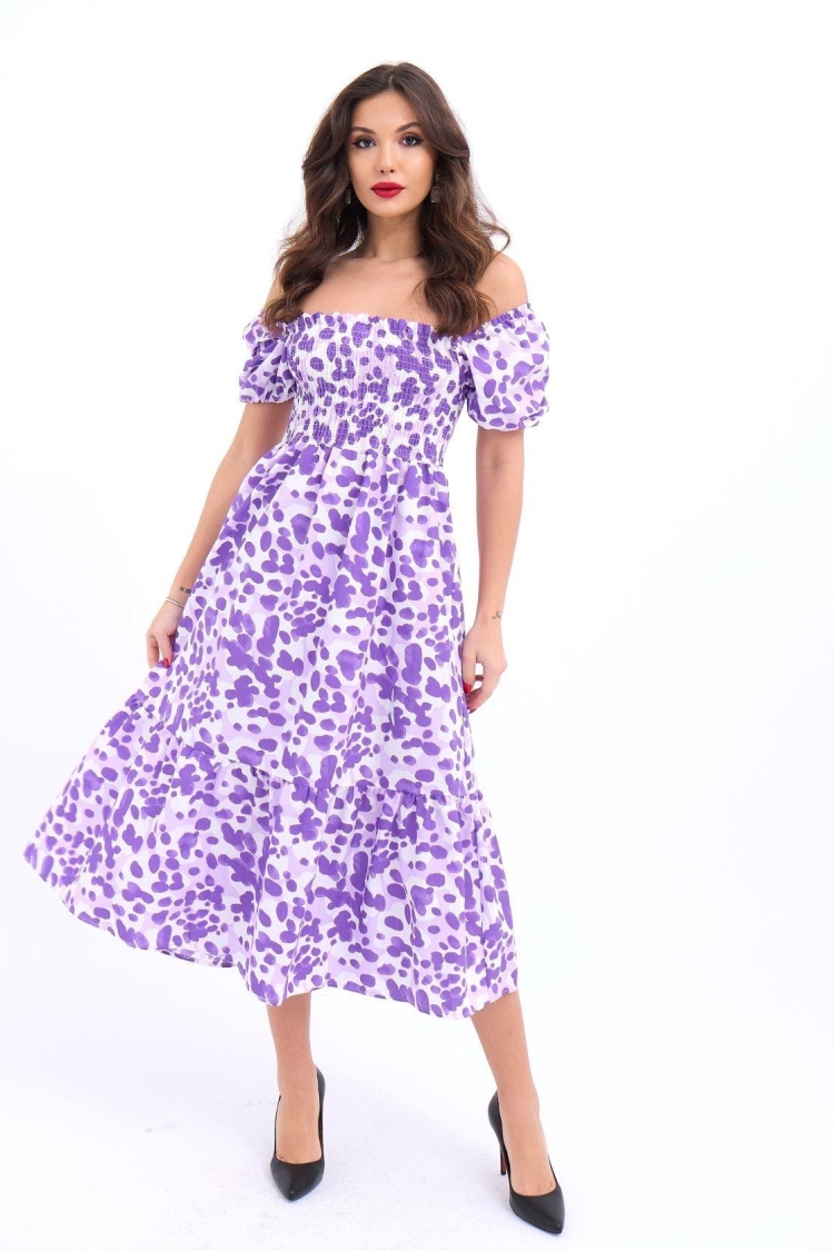 Patterned Dress -& Purple - Fame - Globality Store - Women Clothes Wholesale Turkey