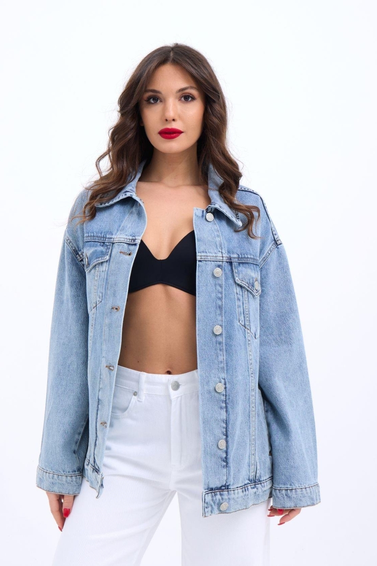 Denim Jacket - Blue - Fame - Globality Store - Women Clothes Wholesale Turkey
