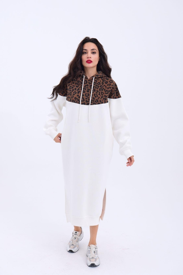 Leopard Pattern Long Sweat -& Brown