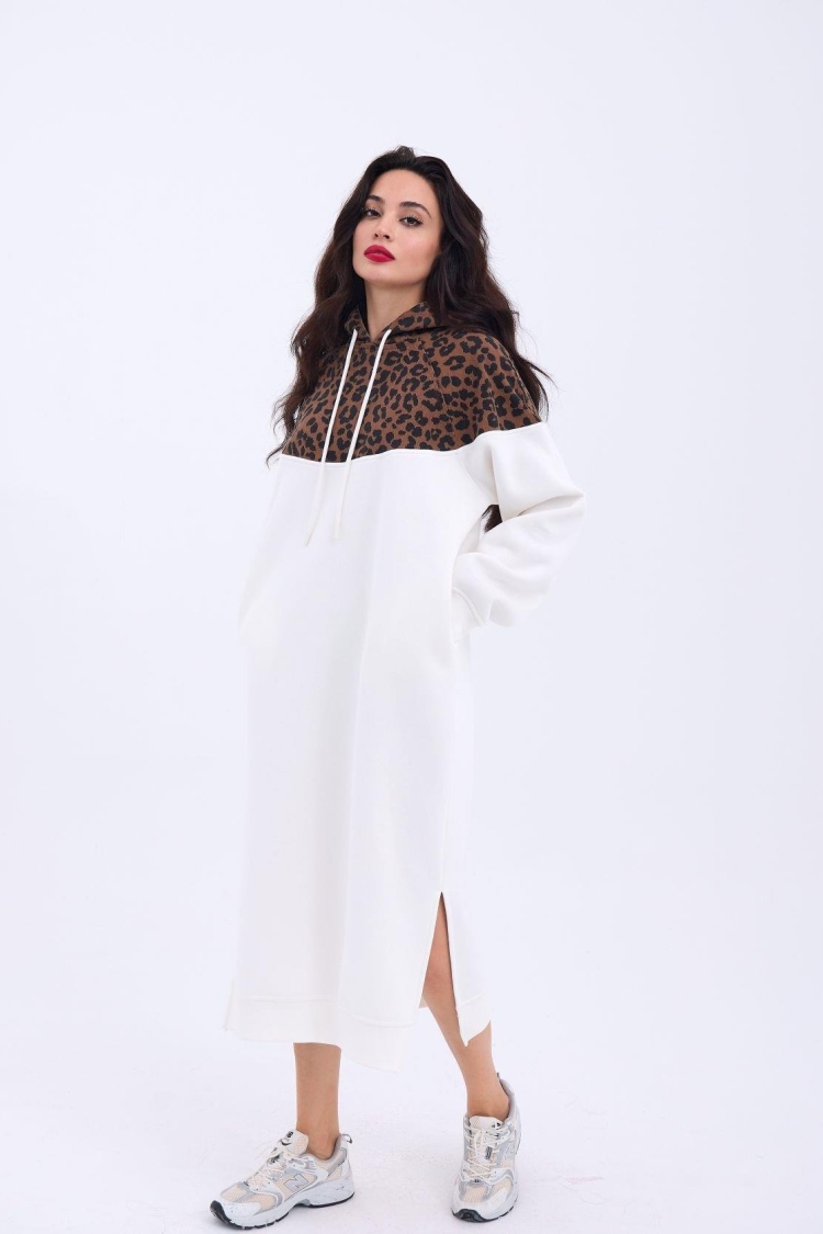 Leopard Pattern Long Sweat -& Brown