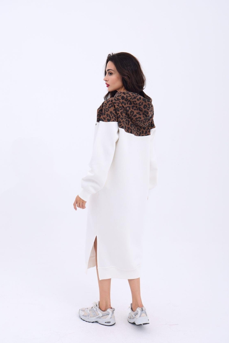 Leopard Pattern Long Sweat -& Brown