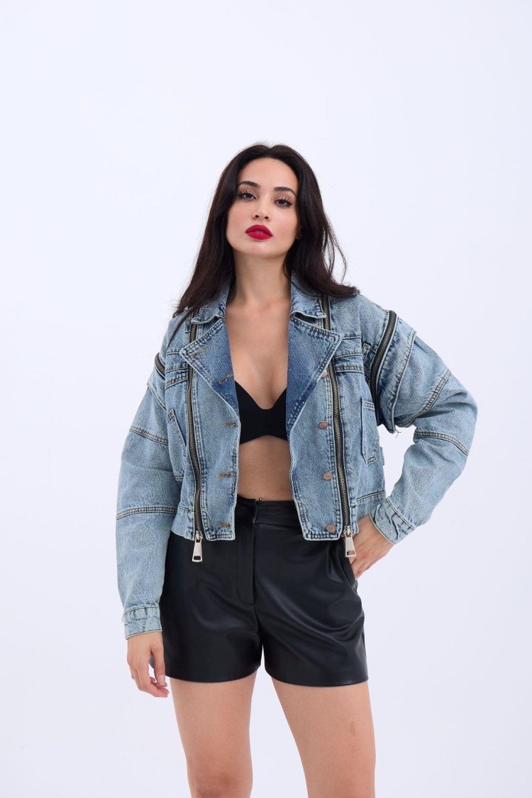 Denim Jacket - Blue - Fame - Globality Store - Women Clothes Wholesale Turkey