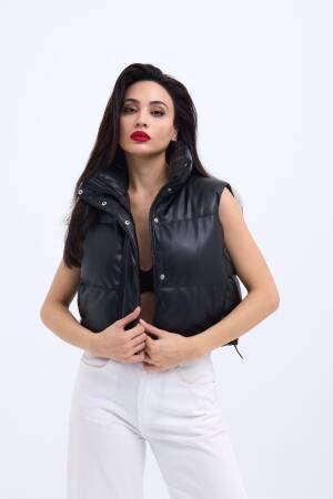 Leather Vest - Black - Fame - Globality Store - Women Clothes Wholesale Turkey