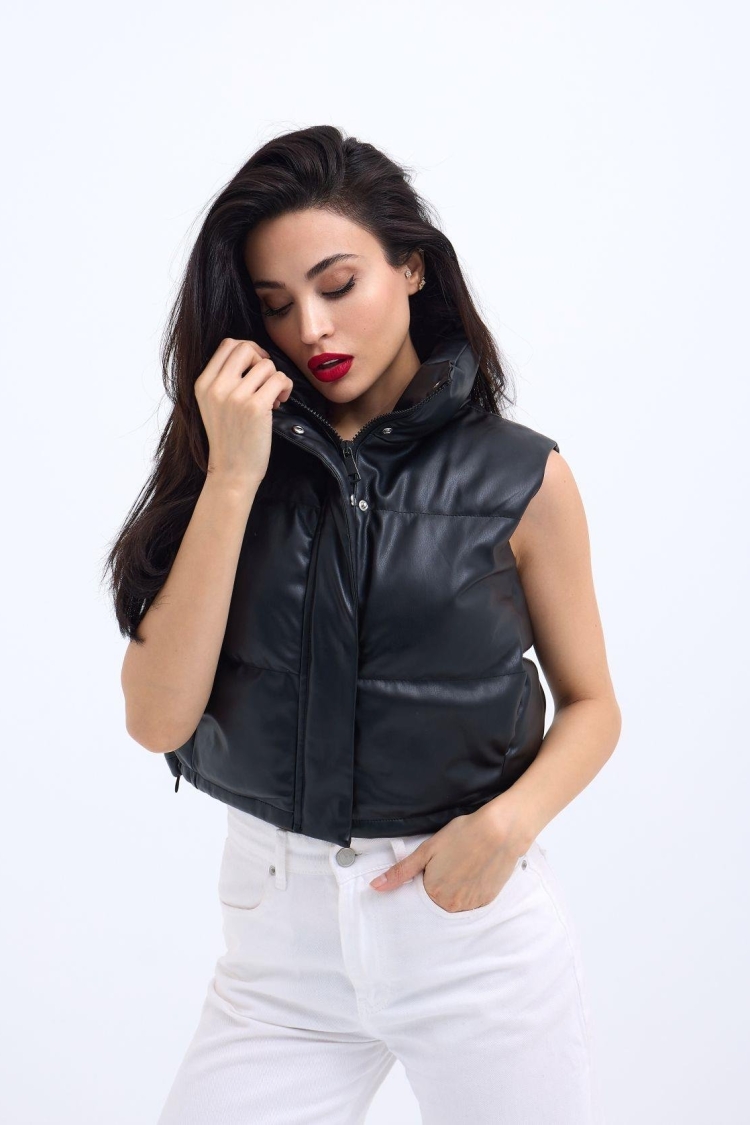 Leather Vest - Black
