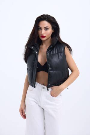 Leather Vest - Black - Fame - Globality Store - Women Clothes Wholesale Turkey