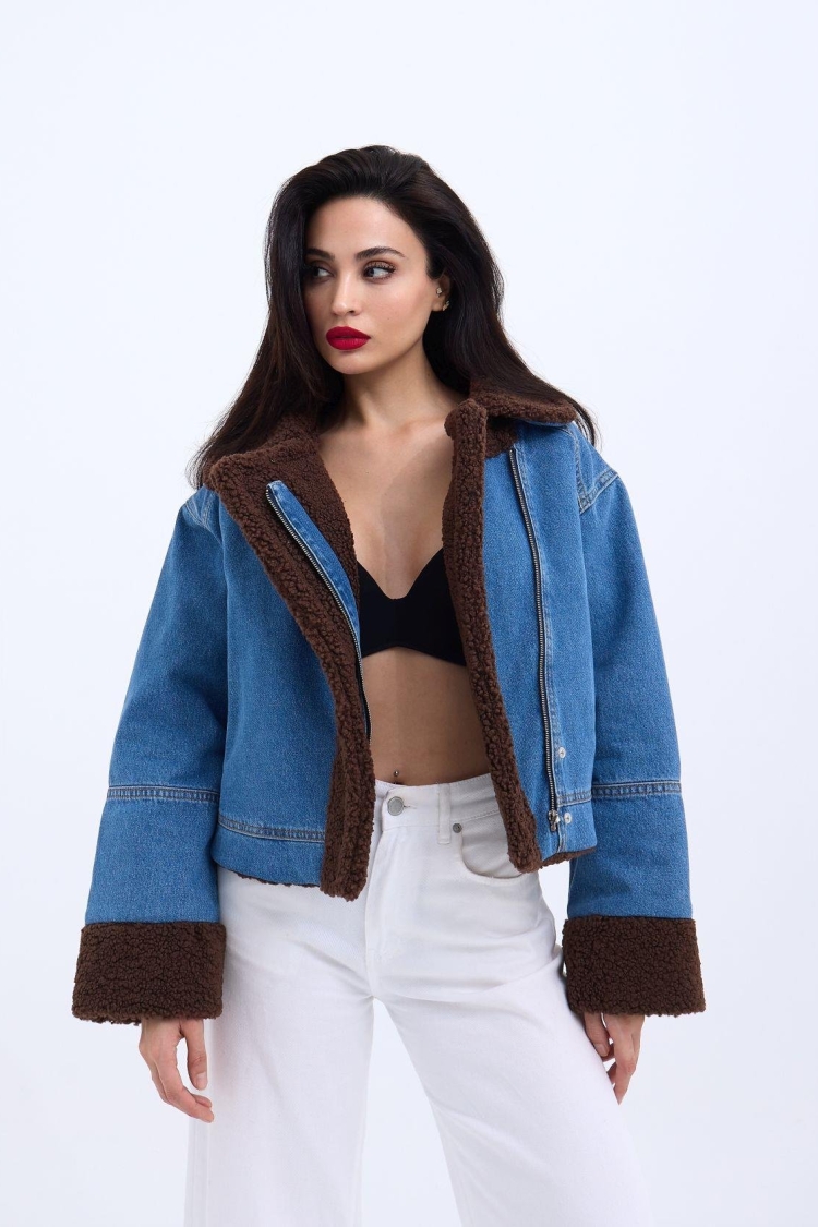 Coat - Blue - Fame - Globality Store - Women Clothes Wholesale Turkey