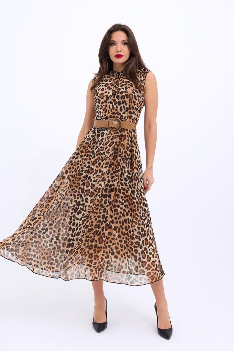 Dress - Leopard - Fame - Globality Store - Women Clothes Wholesale Turkey