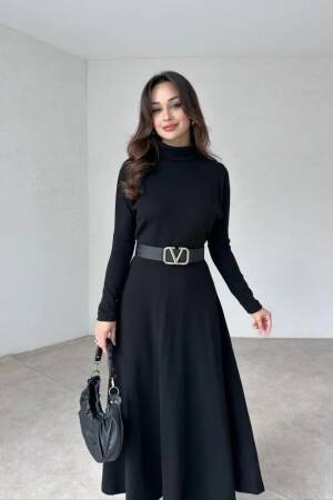 Long Sleeve Turtleneck Long Acrylic Dress - Janes - Globality Store - Women Clothes Wholesale Turkey