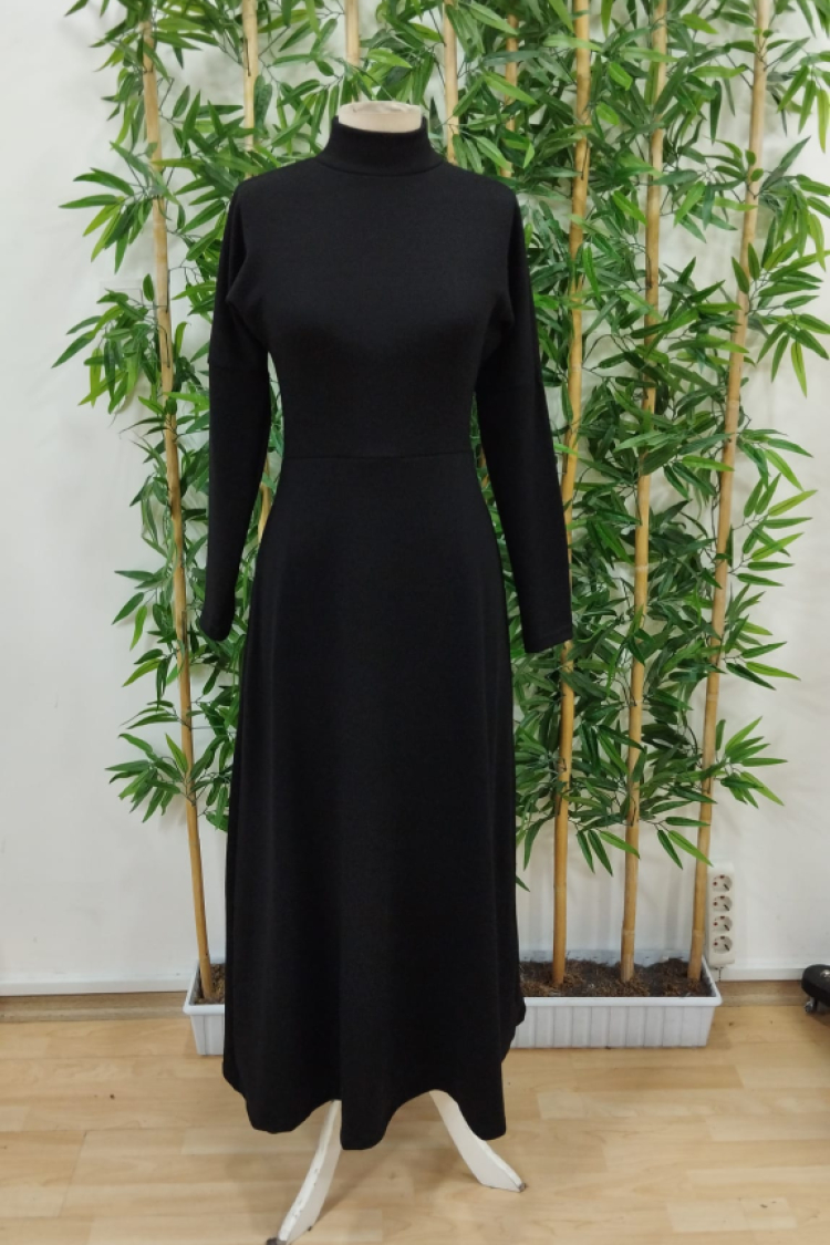 Long Sleeve Turtleneck Long Acrylic Dress