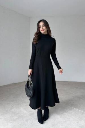 Long Sleeve Turtleneck Long Acrylic Dress - Janes - Globality Store - Women Clothes Wholesale Turkey