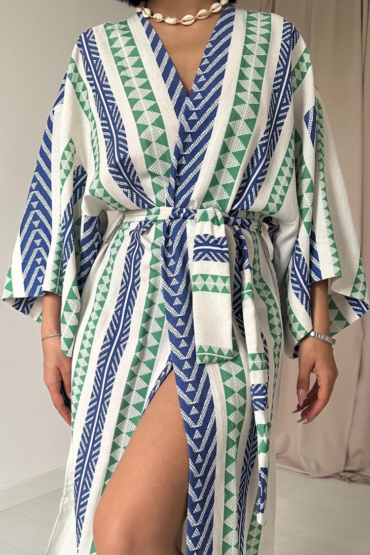 Patterned Kimono Dress