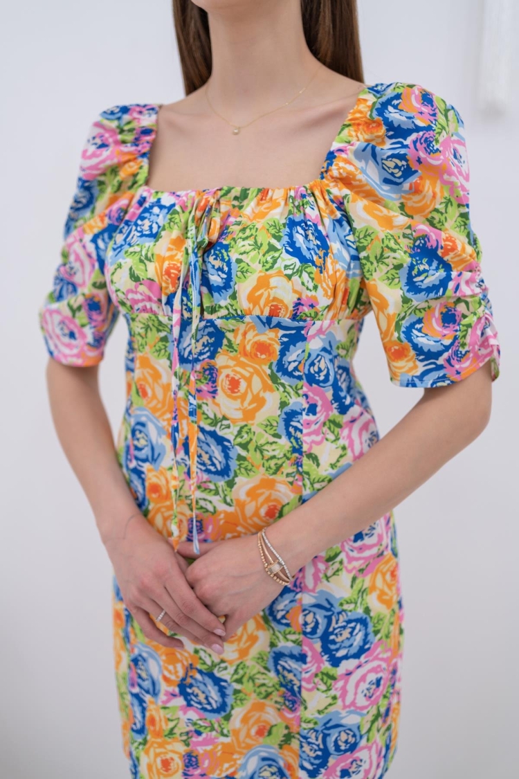 Patterned Halter Neck Patterned Dress - Multicolor