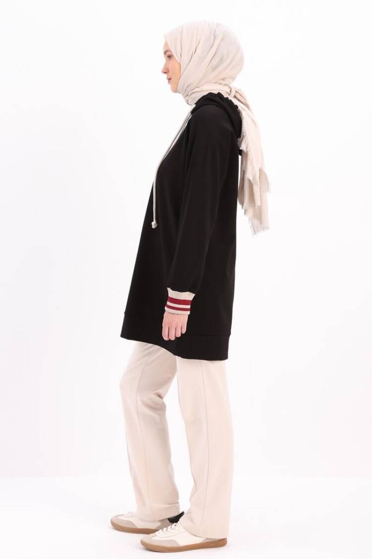 Embroidered Cuff Ribbed Sweat Tunic