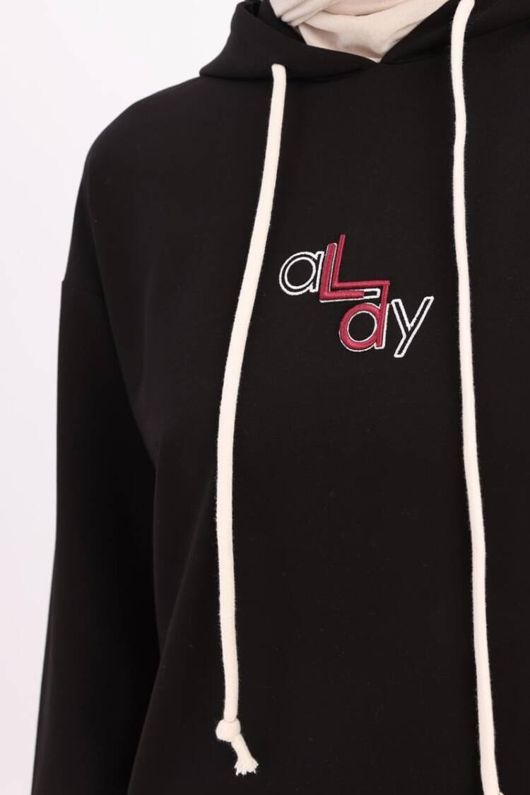 Embroidered Cuff Ribbed Sweat Tunic
