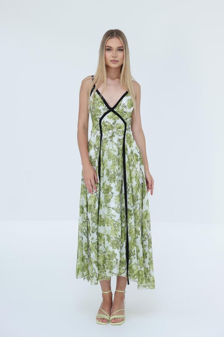 Piping Dress - Reyon - Globality Store - Women Clothes Wholesale Turkey