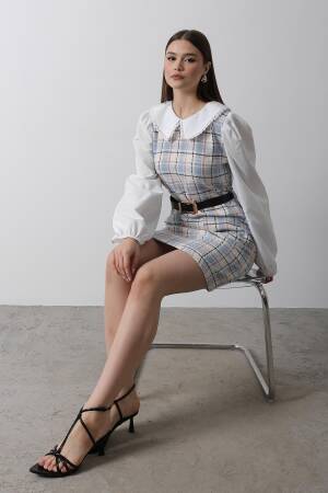 Plaid Shirt Detail Dress - - Reyon - Globality Store - Women Clothes Wholesale Turkey