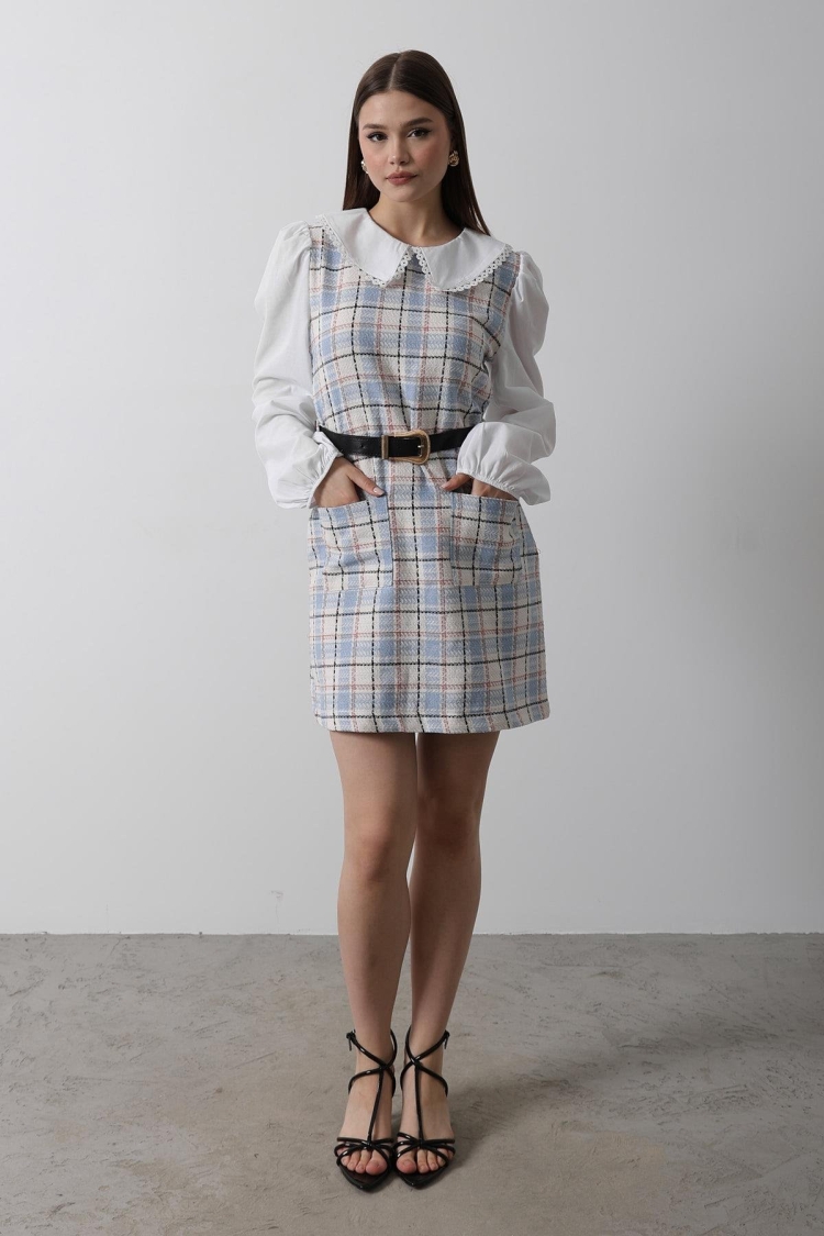 Plaid Shirt Detail Dress -