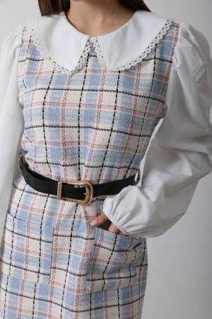 Plaid Shirt Detail Dress - - Reyon - Globality Store - Women Clothes Wholesale Turkey