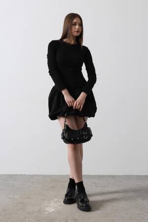 Balloon Skirt Dress - Reyon - Globality Store - Women Clothes Wholesale Turkey