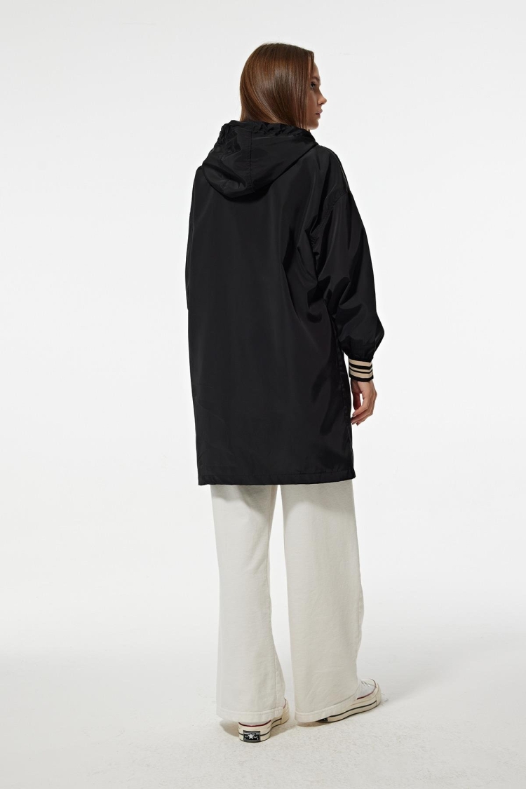 Hooded Long Women's College Trench Coat