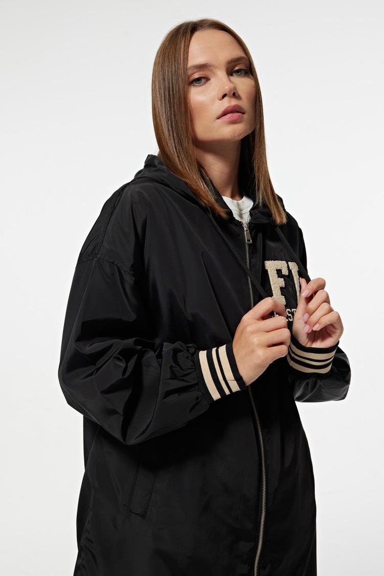 Hooded Long Women's College Trench Coat
