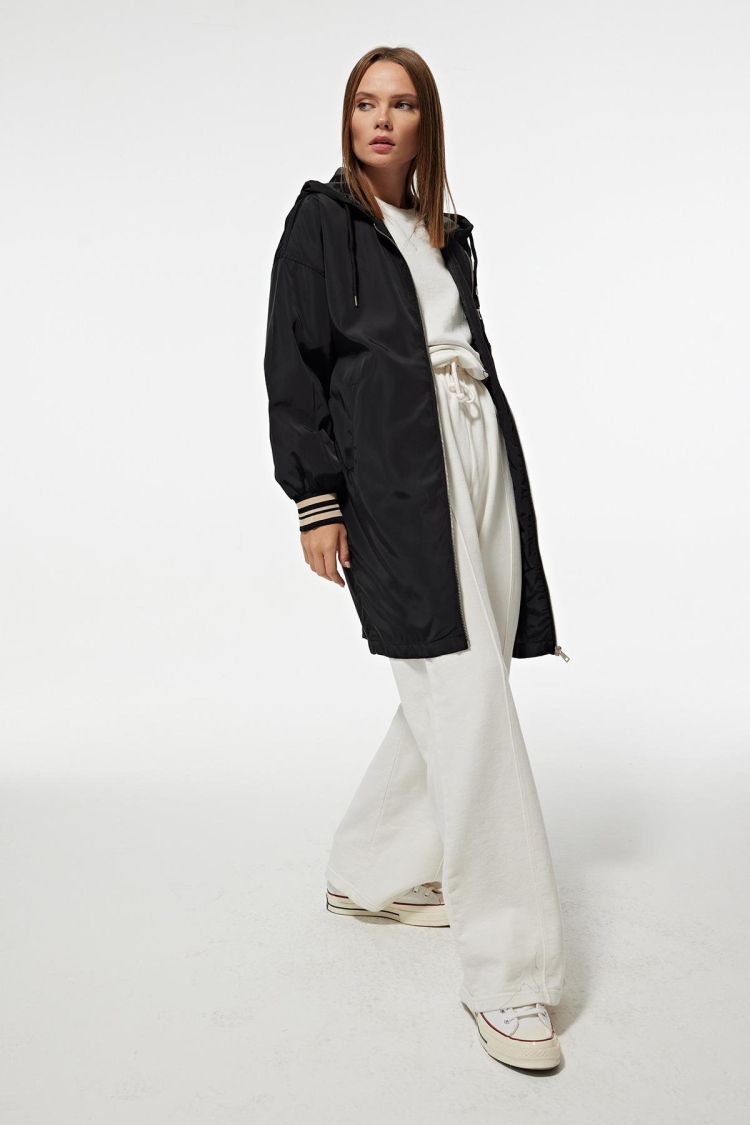 Hooded Long Women's College Trench Coat