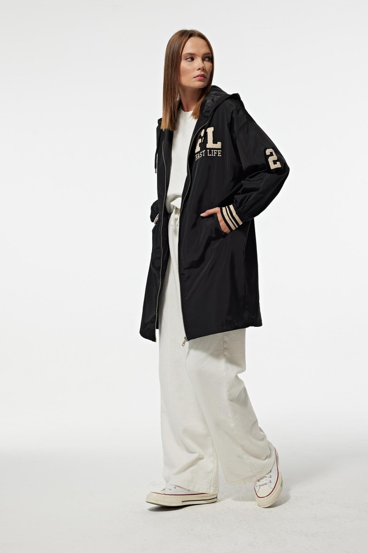 Hooded Long Women's College Trench Coat - Levure - Globality Store - Women Clothes Wholesale Turkey