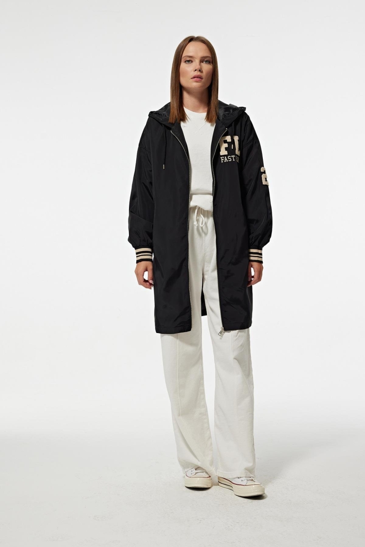 Hooded Long Women's College Trench Coat