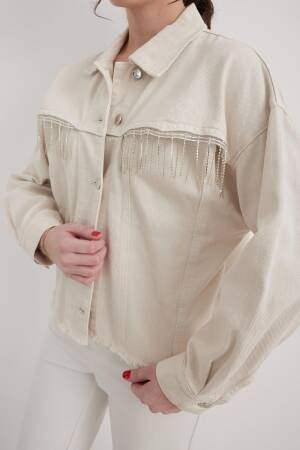 Tassel Detailed Women's Denim Jacket - Levure - Globality Store - Women Clothes Wholesale Turkey