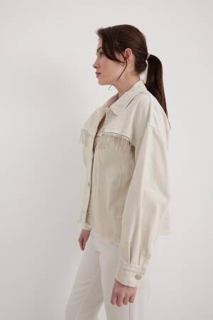 Tassel Detailed Women's Denim Jacket - Levure - Globality Store - Women Clothes Wholesale Turkey