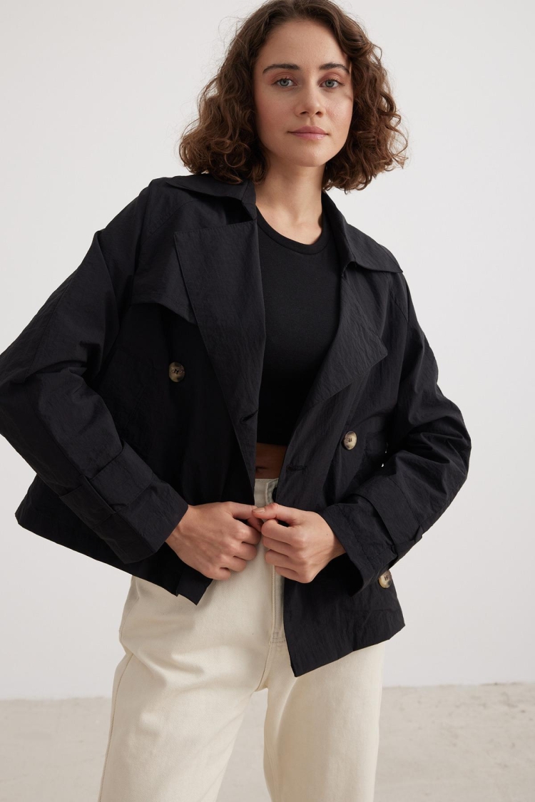 Women's Short Trench Coat - Levure - Globality Store - Women Clothes Wholesale Turkey